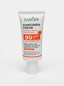 Sadoer солнцезащитный крем для лица и тела с алоэ и витамином Е SPF90+, 50г