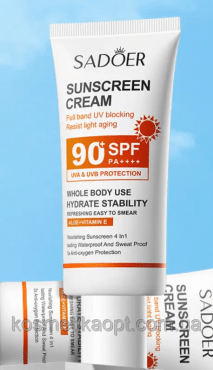 Sadoer солнцезащитный крем для лица и тела с алоэ и витамином Е SPF90+, 50г фото 1