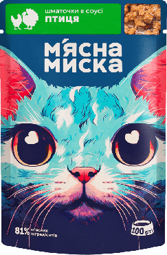 М'ясна миска корм для котов с птицей, 100 грамм