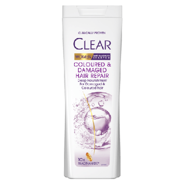 Шампунь для волос против перхоти CLEAR Coloured&Damaged hair repair для окрашенных и поврежденных, 360 мл