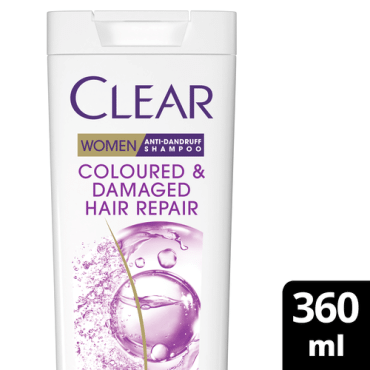 Шампунь для волос против перхоти CLEAR Coloured&Damaged hair repair для окрашенных и поврежденных, 360 мл фото 2
