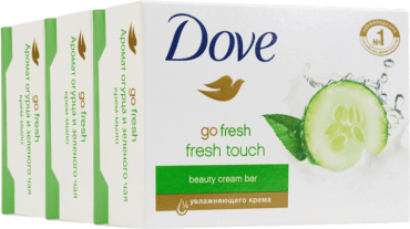 Крем-мило Dove Go Fresh Fresh Touch з ароматом огірка та зеленого чаю, 3 шт по 90 г фото 1
