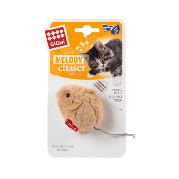 GiGwi Melody Chaser іграшка для котів мишка із звуковим чіпом, штучне хутро, 13 см