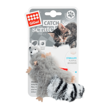GiGwi Catch&Scratch іграшка для котів єнот з котячою м’ятою, штучне хутро, 8 см