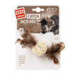 GiGwi Catch&Scratch игрушка для кошек плетёный мячик с колокольчиком и перьями, 13 см