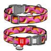 WAUDOG Nylon ошейник для собак нейлоновый с QR паспортом, рисунок Бананы на розовом, 28-40 сантиметров