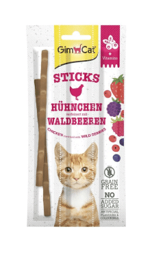 GimCat Superfood Duo-Sticks ласощі для котів м’ясні палички з куркою та лісовими ягодами, 15г