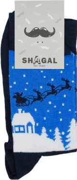 Носки мужские зимние с рисунком Санки (р. 25 - 27) синий