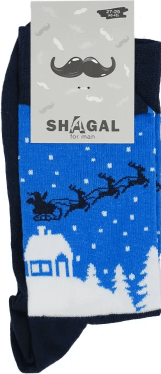 Носки мужские зимние с рисунком Санки (р 27 - 29) синий