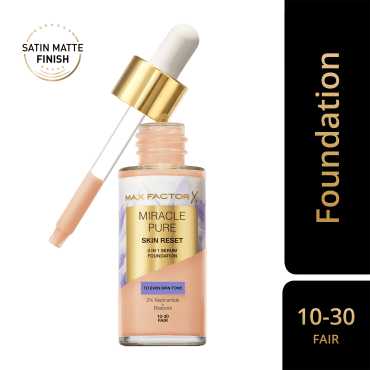 Основа тональная MAX FACTOR MIRACLE PURE SERUM FOUNDATION 10-30 Fair, 30 мл фото 3