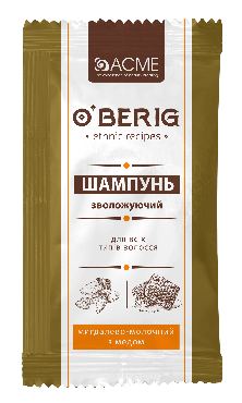 Шампунь миндально-молочный O'BERIG с медом для всех типов волос, 15 мл фото 1