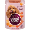 DELICKCIOUS Корм для собак полоски с лососем и морковью в крем-супе, 85 г