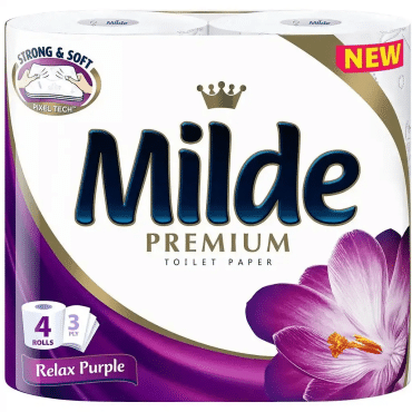 Туалетная бумага ароматизированная Milde Relax purple, 3 слоя, 4 рулона