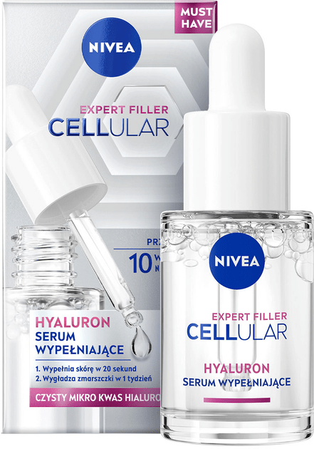 Сироватка для обличчя NIVEA Cellular Expert Filler відновлювальна з гіалуроновою кислотою 15 мл