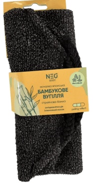 Мочалка NEO японская стрейчевая банная «Бамбуковый уголь», 1 шт.
