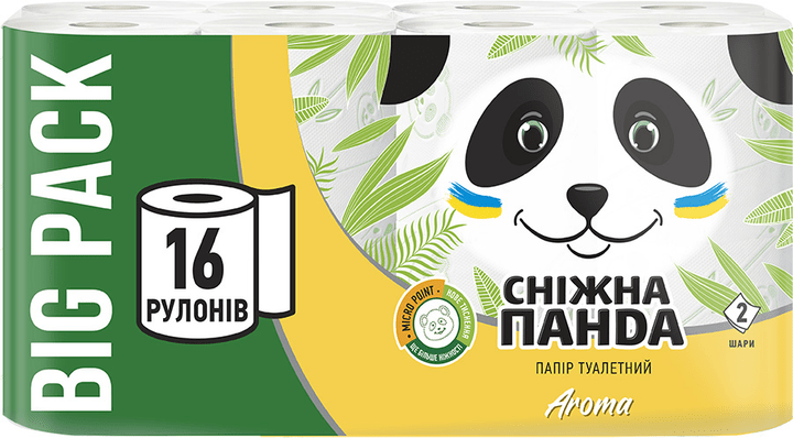 Туалетний папір Сніжна панда "Арома", 2 шари, 16 шт.