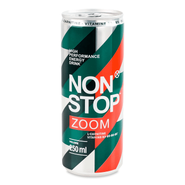 Напиток безалкогольный Non Stop энергетический слабогазированный zoom жесть 0,25 л