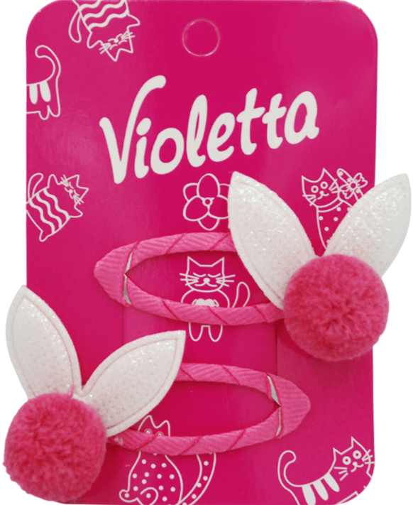 Заколки-хлопушки Violetta детские для волос с милыми блестящими ушками 2 шт