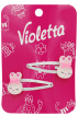 Заколки-хлопавки для волосся Violetta дитячі з фігурками білих зайчиків та блискучою основою 2 штуки