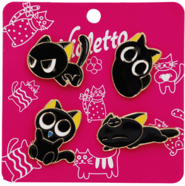 Набор брошек-значков Violetta в виде милых черных котиков 4 штуки