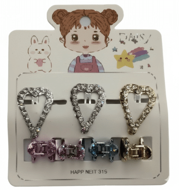 Набор Violetta для волос детский, сердечки (3 заколки-хлопавки+4 крабика) 1 шт.