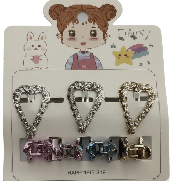 Набор для волос Violetta детский сердечки (3 заколки-хлопушки + 4 крабика) 1 шт