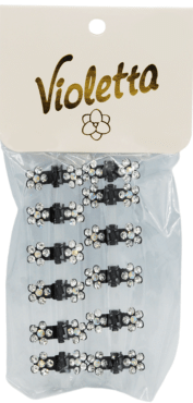 Крабики для волос Violetta металлические со стразами 12 шт