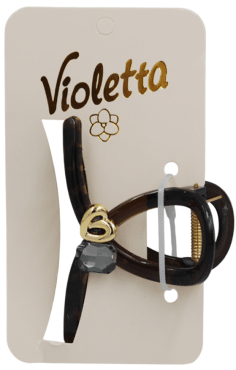 Краб для волосся Violetta з золотистим серцем та кристалом колір в асортименті 1 штука