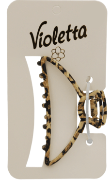Краб для волос Violetta металлический с леопардовым принтом 1 штука