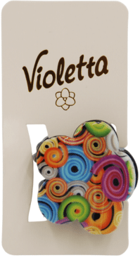Краб для волос Violetta в форме яркого цветка с красочным спиральным узором 1 штука