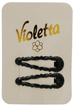 Заколки-хлопушки для волос Violetta черного цвета с глитером 2 штуки