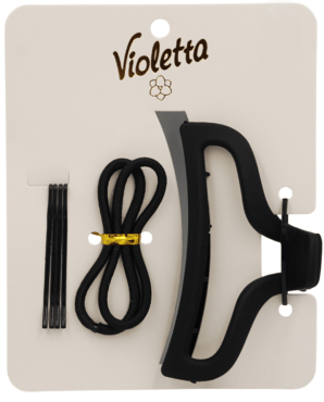Набор для волос Violetta 1 краб+2 резинки+4 невидимки в черном цвете 1 набор