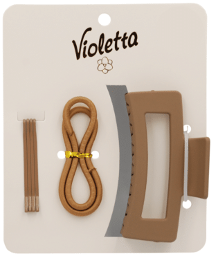 Набор для волос Violetta 1 краб+2 резинки+4 невидимки в матовом бежевом цвете 1 набор