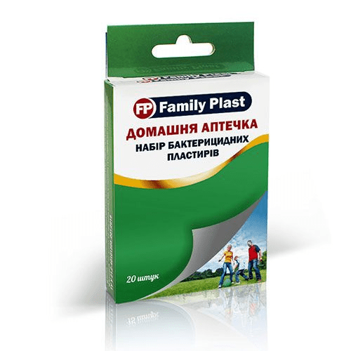 Пластырь бактерицидный Family Plast "Домашняя аптечка", набор 20 шт.