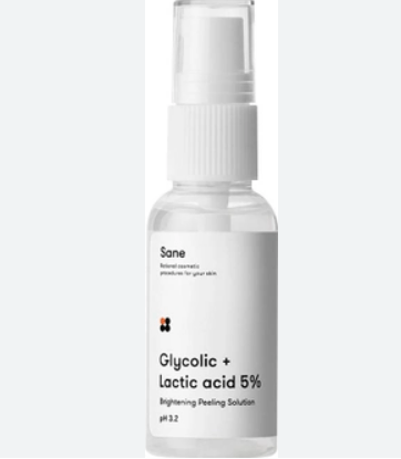 Пілінг для обличчя Sane для вирівнювання тону Glicolic+Lactic acid, 30мл