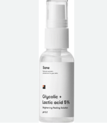 Пилинг для лица Sane для выравнивания тона Glicolic+Lactic acid, 30мл