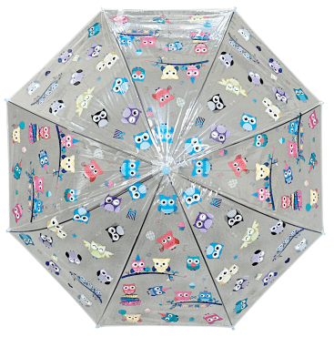 Зонтик детский SKY полуавтомат с ярким принтом сов и прозрачным куполом 1 шт.