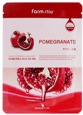 Маска тканинна для обличчя FarmStay з екстрактом граната Pomegranate Visible Difference, 23 мл