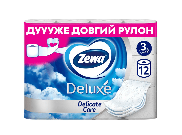 Туалетний папір Zewa Deluxe Білий, 3 шари, 12 шт.
