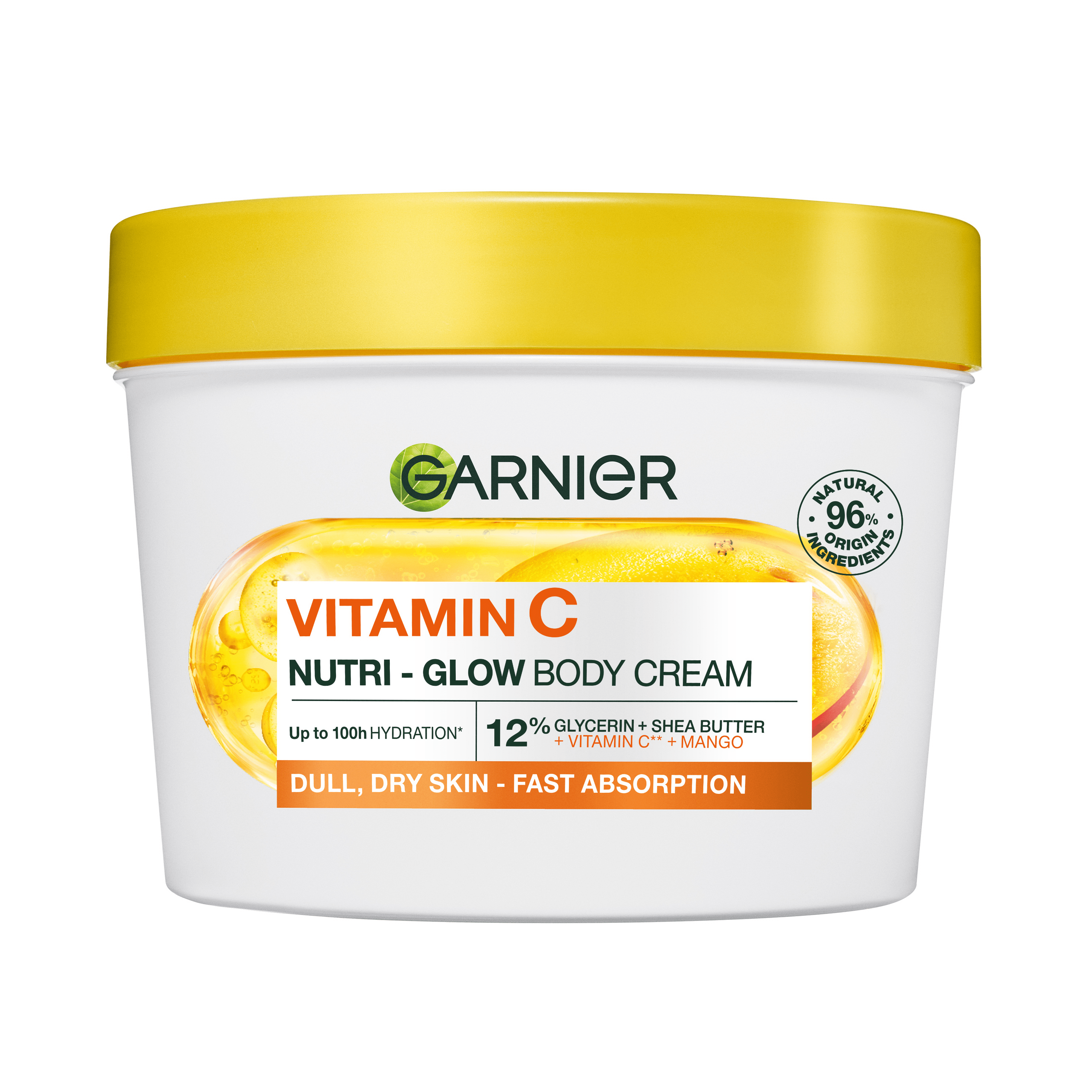 Крем зволожувальний Garnier з вітаміном С для сухої та тьмяної шкіри тіла Манго Body Superfood, 380мл