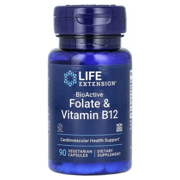 Life Extension Біоактивні Фолат та Вітамін Б12 капсули №90