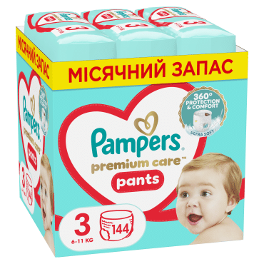 Підгузки-трусики Pampers Premium Care Pants Розмір 3 (6-11 кг) 144 шт