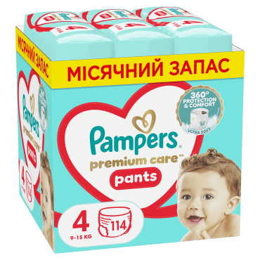 Подгузники-трусики Pampers Premium Care Pants Размер 4 (9-15 кг) 114 шт