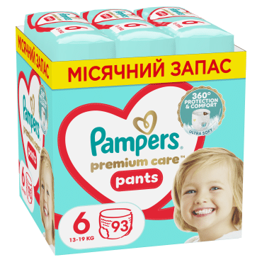 Підгузки-трусики Pampers Premium Care Pants Розмір 6 (13-19 кг) 93 шт