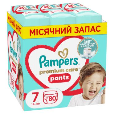 Подгузники-трусики Pampers Premium Care Pants Размер 7 (15+ кг) 80 шт