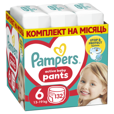 Підгузки-трусики Pampers Active Baby Pants Розмір 6 (13-19 кг) 132 шт