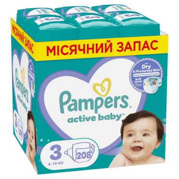 Підгузки Pampers Active Baby Розмір 3 (6-11 кг), 208 шт