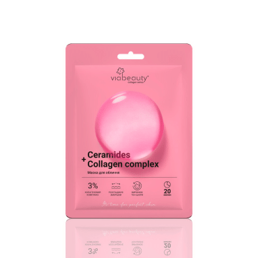 Тканевая маска для лица Via Beauty  Интенсивное восстановление и разглаживание Ceramides+Collagen, 25 г
