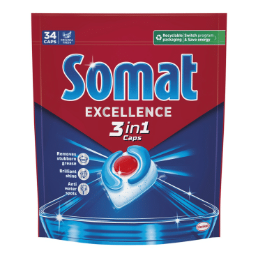 Капсули для посудомийної машини Somat Exellence 3 в 1, 34 шт