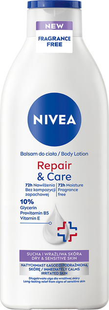 Лосьон для тела Nivea Восстановление и Уход для сухой и чувствительной кожи Repair&Care, 400 мл
